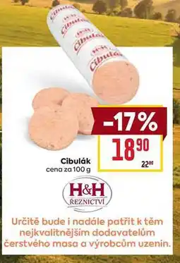 Billa Cibulák cena za 100 g nabídka