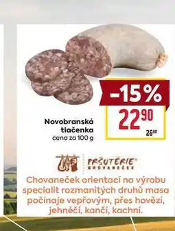 Billa Novobranská tlačenka cena za 100 g nabídka