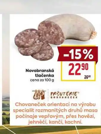 Billa Novobranská tlačenka cena za 100 g nabídka