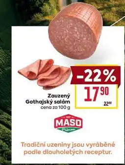 Billa Zauzený Gothajský salám cena za 100 g nabídka