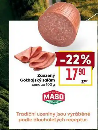 Billa Zauzený Gothajský salám cena za 100 g nabídka
