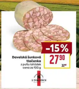 Billa Davelská šunková tlačenka z pultu lahůdek cena za 100 g nabídka