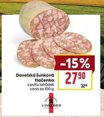 Billa Davelská šunková tlačenka z pultu lahůdek cena za 100 g nabídka