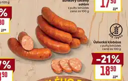 Billa Ústecká klobása z pultu lahůdek cena za 100 g nabídka