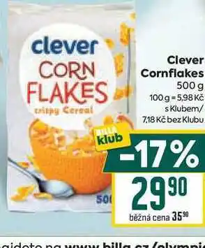 Billa Clever Cornflakes 500 g nabídka