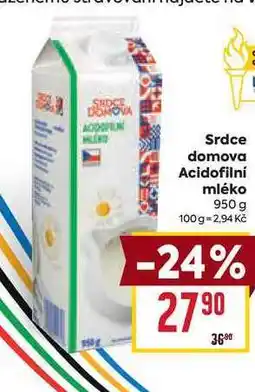 Billa Srdce domova Acidofilní mléko 950 g nabídka