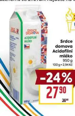 Billa Srdce domova Acidofilní mléko 950 g nabídka