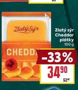 Billa Zlatý sýr Cheddar plátky 100 g nabídka