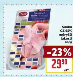 Billa Šunka CZ 95% nejvyšší jakosti 100 g nabídka