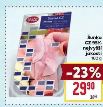 Billa Šunka CZ 95% nejvyšší jakosti 100 g nabídka