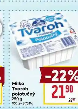 Billa Milko Tvaroh polotučný 250 g nabídka