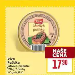 Billa Viva Paštika játrová, pikantní 120 g nabídka