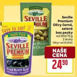 Billa Seville Premium Olivy černé, zelené bez pecky od 200/75 g nabídka