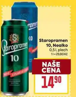 Billa Staropramen 10 0,51, plech nabídka