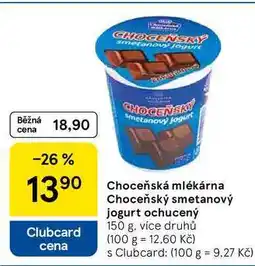 Tesco Choceňský smetanový jogurt ochucený, 150 g, více druhů nabídka