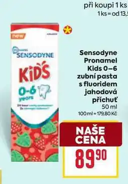 Billa Sensodyne Pronamel Kids 0-6 zubní pasta s fluoridem jahodová příchuť 50 ml nabídka