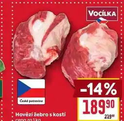 Billa Hovězí žebro s kostí cena za 1 kg nabídka