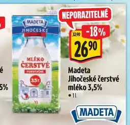 Albert Madeta Jihočeské čerstvé mléko 3,5% 1 l nabídka