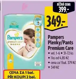 Albert Pampers Plenky/Pants Premium Care vel. 1-6 31-72 ks nabídka