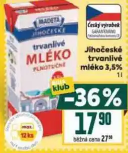 Billa MADETA Jihočeské trvanlivé mléko 3,5% nabídka