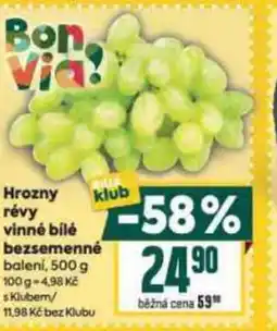 Billa Hrozny révy vinné bílé bezsemenné nabídka
