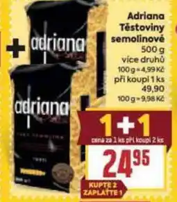 Billa Adriana Těstoviny semolinové nabídka