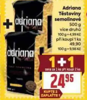 Billa Adriana Těstoviny semolinové nabídka