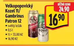Albert Velkopopovický Kozel 11 Gambrinus Patron 12 nabídka