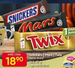 Hruška Snickers, Mars, Twix nabídka