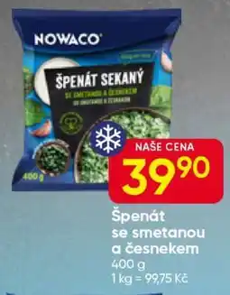 Hruška Špenát se smetanou a česnekem nabídka