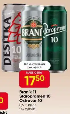 Hruška Braník 11 Staropramen 10 Ostravar 10 nabídka