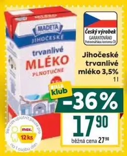 Billa Jihočeské Trvanlivé mléko 3,5% nabídka