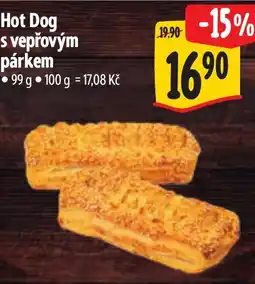 Albert Hot Dog s vepřovým párkem nabídka