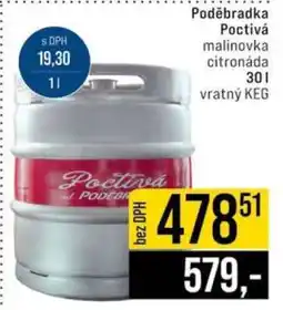 Jip Poděbradka Poctivá malinovka citronáda nabídka