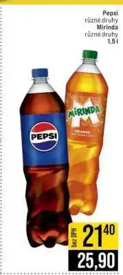 Jip Pepsi různé druhy, Mirinda různé druhy nabídka