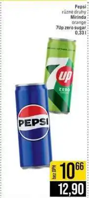 Jip Pepsi různé druhy Mirinda orange 7Up zero sugar nabídka