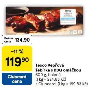 Tesco Vepřová žebírka s bbq omáčkou nabídka
