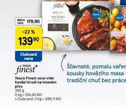 Tesco Finest sous vide hovězí hrudí na tmavém pivu nabídka