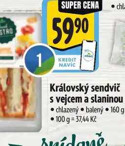 Albert Královský sendvič s vejcem a slaninou nabídka