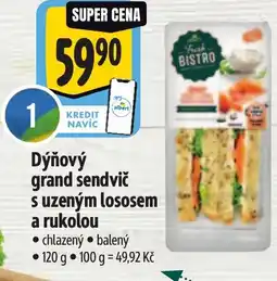 Albert Dýňový grand sendvič s uzeným lososem a rukolou nabídka