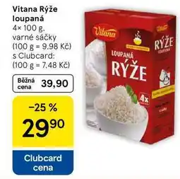 Tesco Vitana Rýže loupaná, 4× 100 g. varné sáčky nabídka