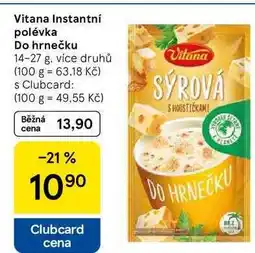 Tesco Vitana Instantní polévka Do hrnečku, 14-27 g, více druhů nabídka