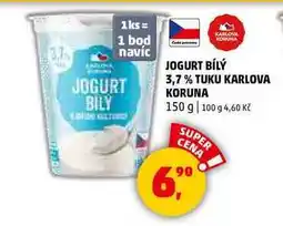 Penny Market JOGURT BÍLÝ 3,7% TUKU KARLOVA KORUNA, 150 g nabídka