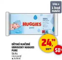 Penny Market DĚTSKÉ VLHČENÉ UBROUSKY HUGGIES PURE, 56 ks nabídka