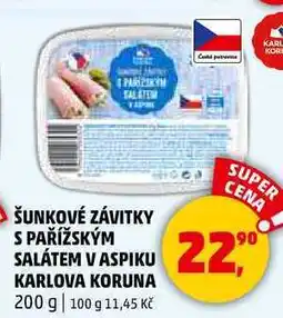 Penny Market ŠUNKOVÉ ZÁVITKY S PAŘÍŽSKÝM SALÁTEM V ASPIKU KARLOVA KORUNA, 200 g nabídka