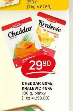 Flop CHEDDAR 50%, KRALEVIC 45% 100 g, plátky nabídka