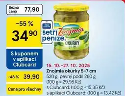 Tesco Znojmia okurky 5-7 cm, 520 g. pevný podíl 260 g nabídka