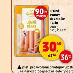 Penny Market JEMNÉ PÁRKY ŘEZNÍKŮV TALÍŘ, 200 g nabídka