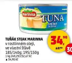 Penny Market TUŇÁK STEAK MARINNA, 185/140 g nabídka