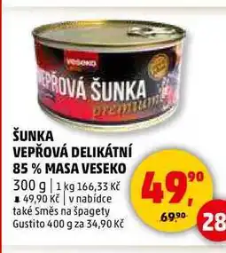 Penny Market ŠUNKA VEPŘOVÁ DELIKÁTNÍ 85% MASA VESEKO, 300 g nabídka
